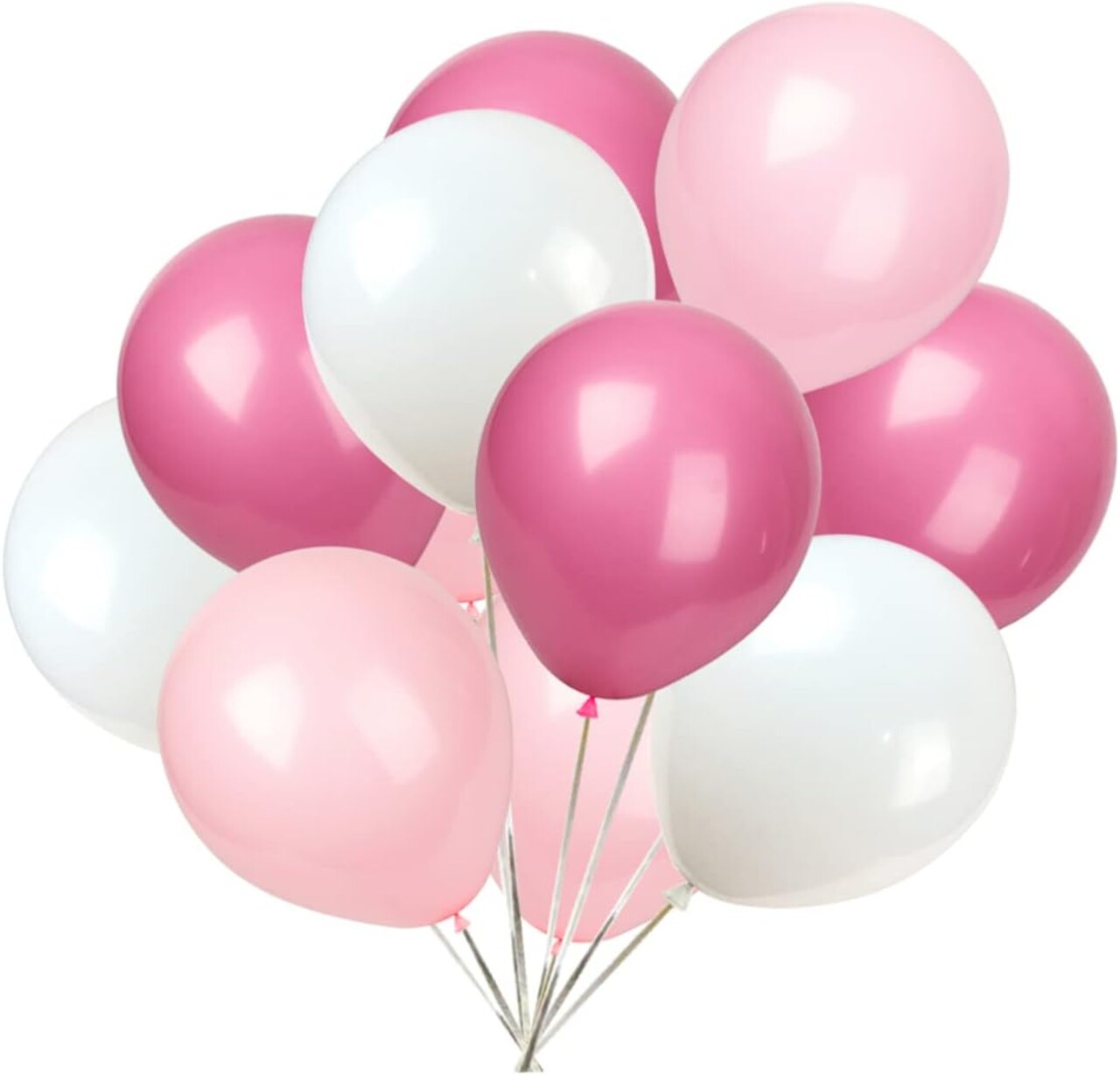 100-Pack White, Light Pink & Rose Red Balloons 12in – Latex Party Decor for Birthdays, Weddings & Baby Showers